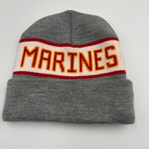 United States Marine Corps USMC Knit Cap Beanie USA Made Gray Red Official